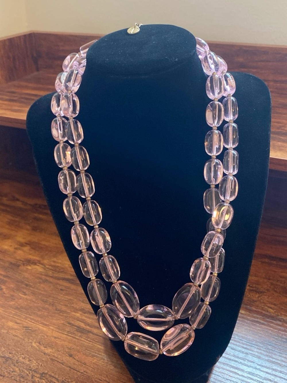 Talbots heavy Pink Glass Bead Double-Strand Necklace